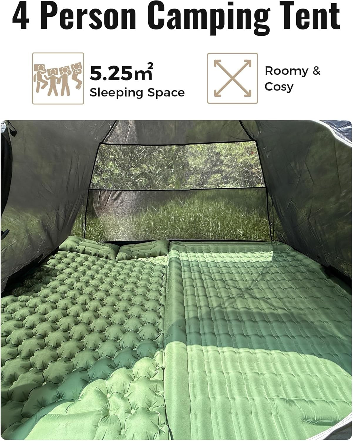 KingCamp 4Person Dome Camping Tent Waterproof Outdoor Festival