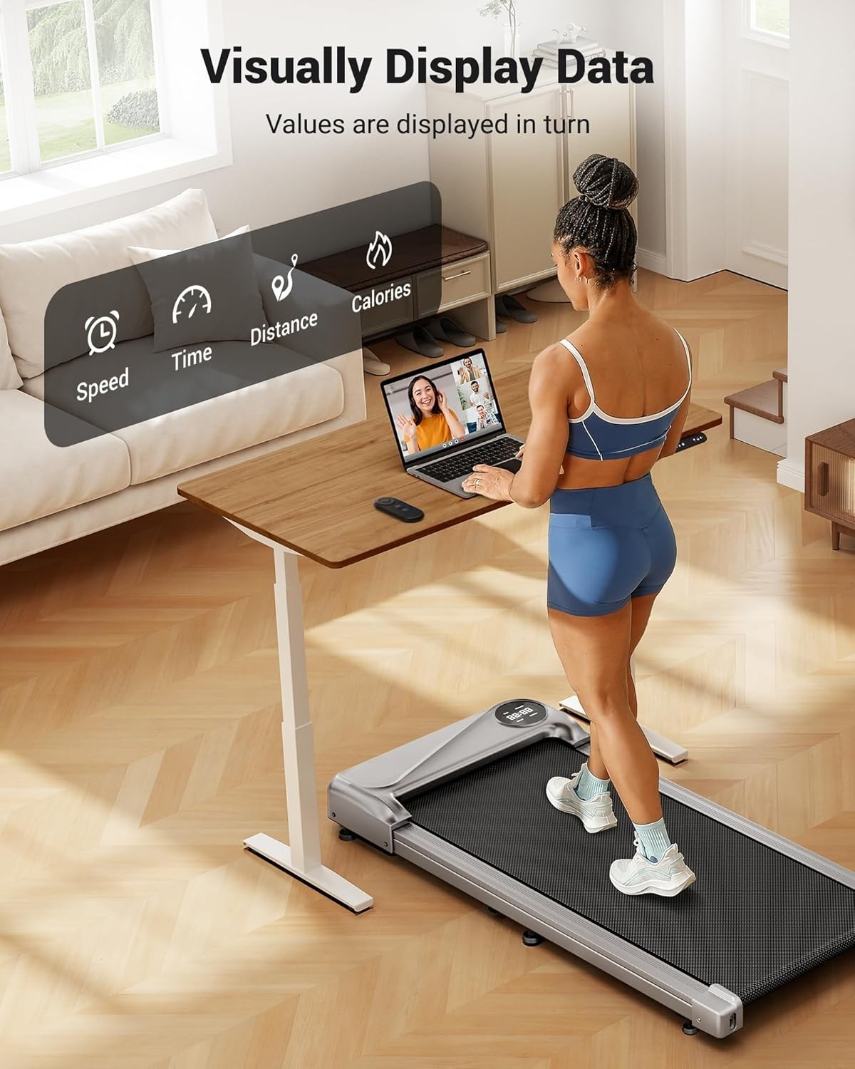 Compact Under Desk Walking Treadmill 6km/h LED Display Remote Control