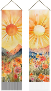 2PCS Boho Sun Tapestry 130x33cm Sunrise Wall Hanging Decor