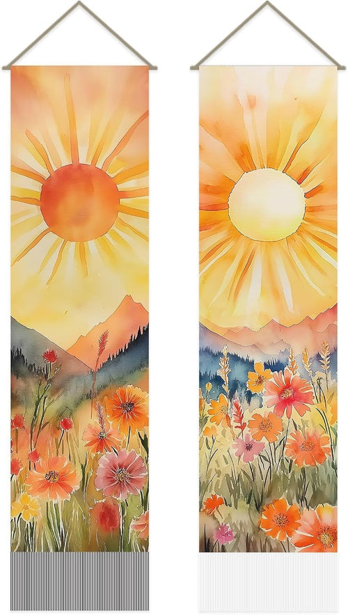 2PCS Boho Sun Tapestry 130x33cm Sunrise Wall Hanging Decor