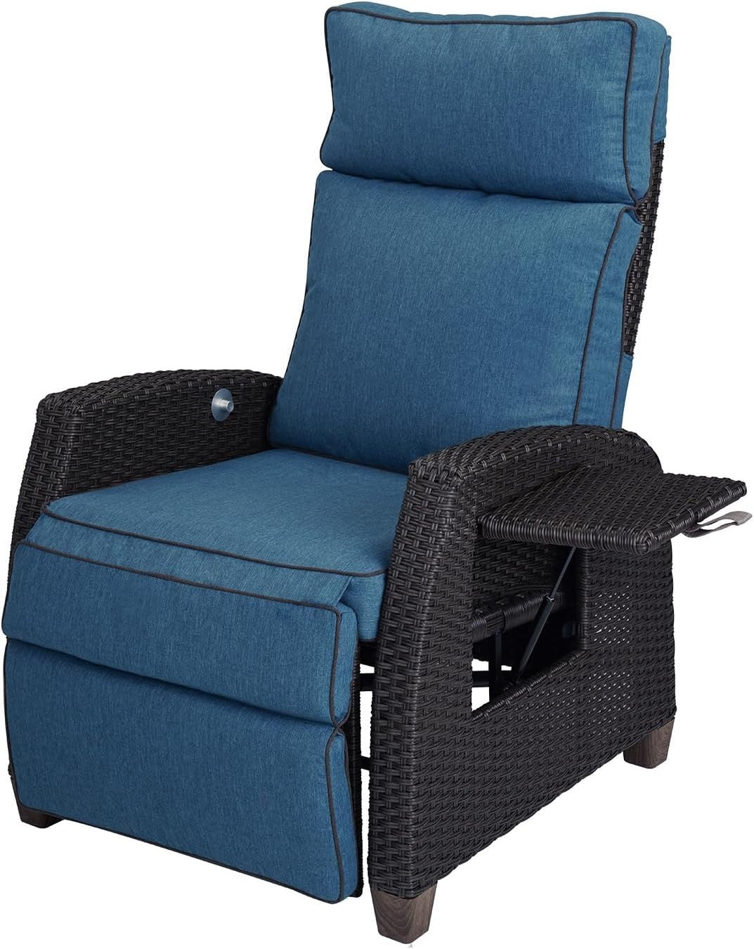 Recliner Rattan Sun Lounger Chair Wicker Garden Patio Cushioned Set