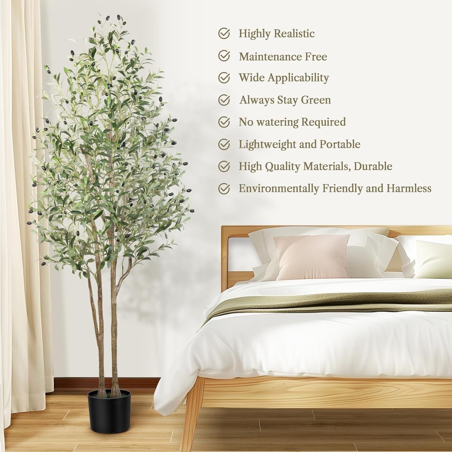 6ft Artificial Olive Tree with Pot Lifelike Leaves Tall Indoor Outdoor Decor