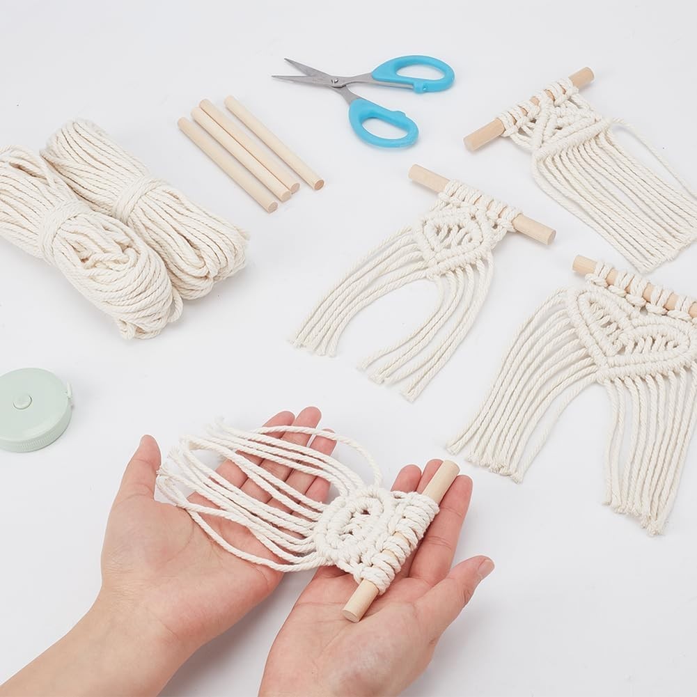 Boho Macrame DIY Kit 4 Tassel Wall Hangings Cotton Rope Decor