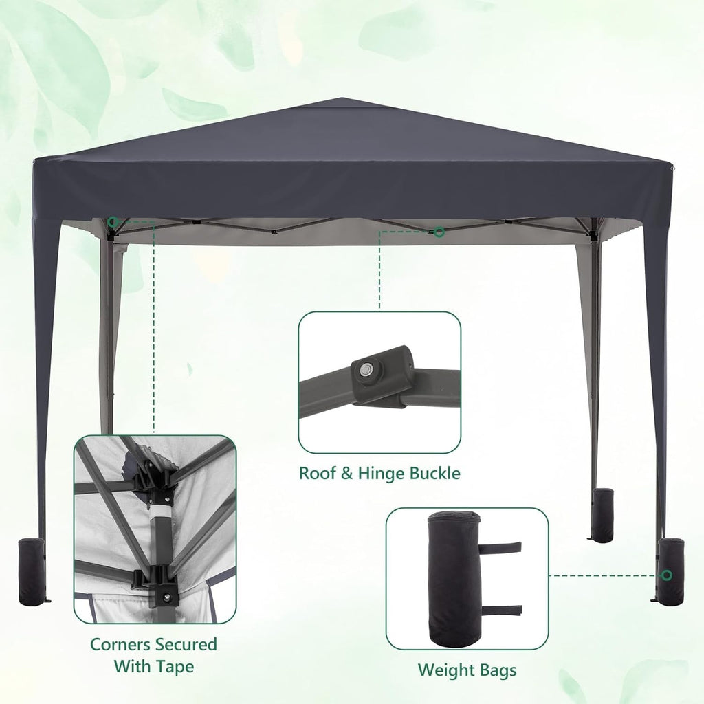 3x3M Pop Up Gazebo with Sides Waterproof Garden Party Tent Steel Frame + Weight