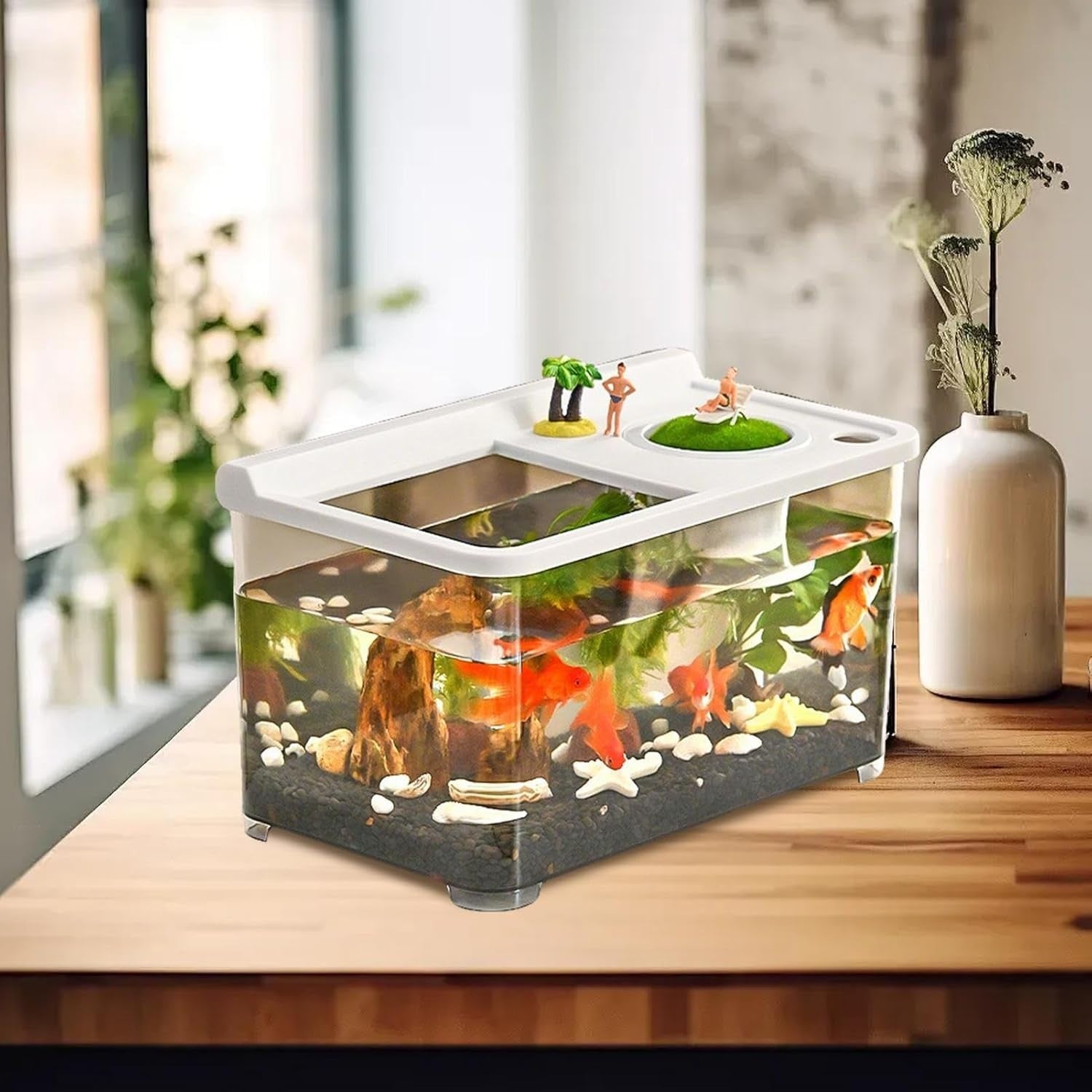 Betta Fish Tank with 3-Color Lights | Desktop Hydroponic Aquarium