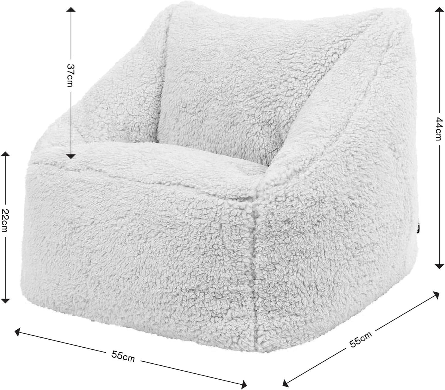 2x Grey Kids Fleece Bean Bag Chairs Set for Bedroom, Nursery, Playroom