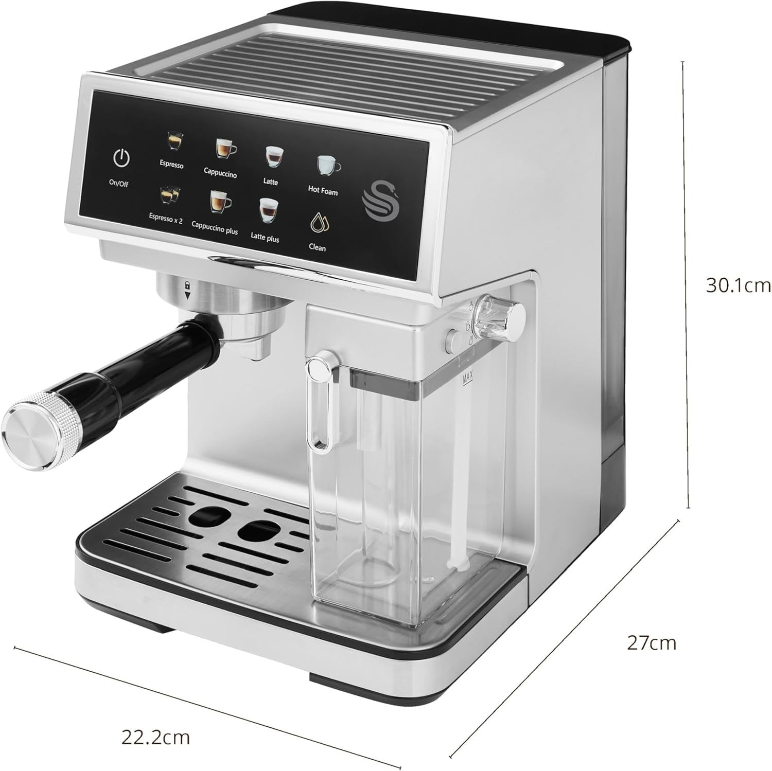 Digital Espresso Coffee Machine 20 Bar Pump Auto Milk Frother 8 Presets 1.6L