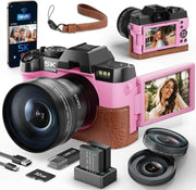 5K Digital Camera 64MP WiFi Vlogging Camera Flip Screen 16X Zoom