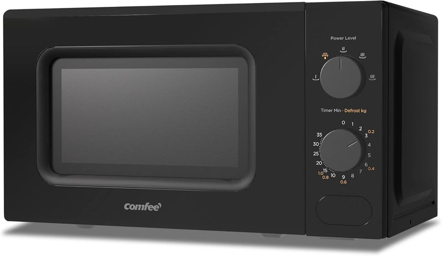 20L Compact Microwave 700W Manual Control 5 Power Levels Black