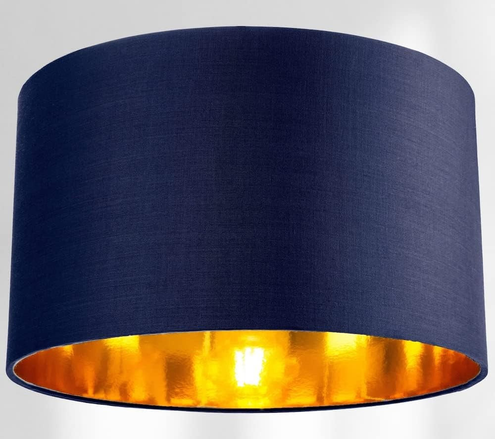 Midnight Blue Drum Lamp Shade 14” Copper Inner Modern Table Floor Light