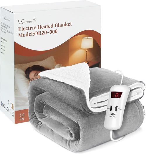 Electric Heated Throw Blanket Fast Heat Dual Sided Sherpa 180x130cm