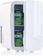 Mini Fridge 6L Portable Cooler & Warmer AC/DC Low Noise Compact White