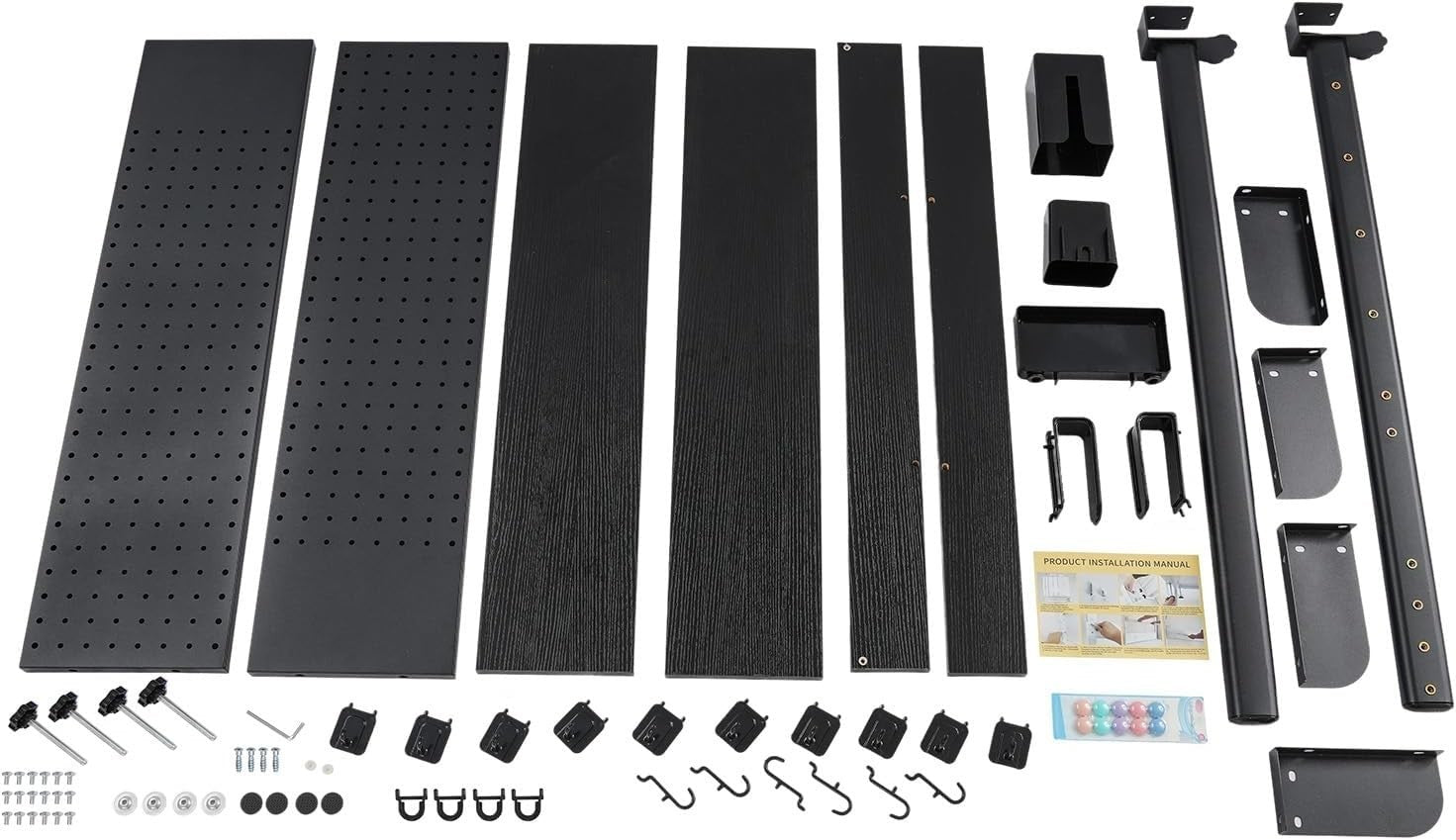 Clamp-On Desk Pegboard Shelf 2-Tier Desktop Organizer Privacy Panel Black
