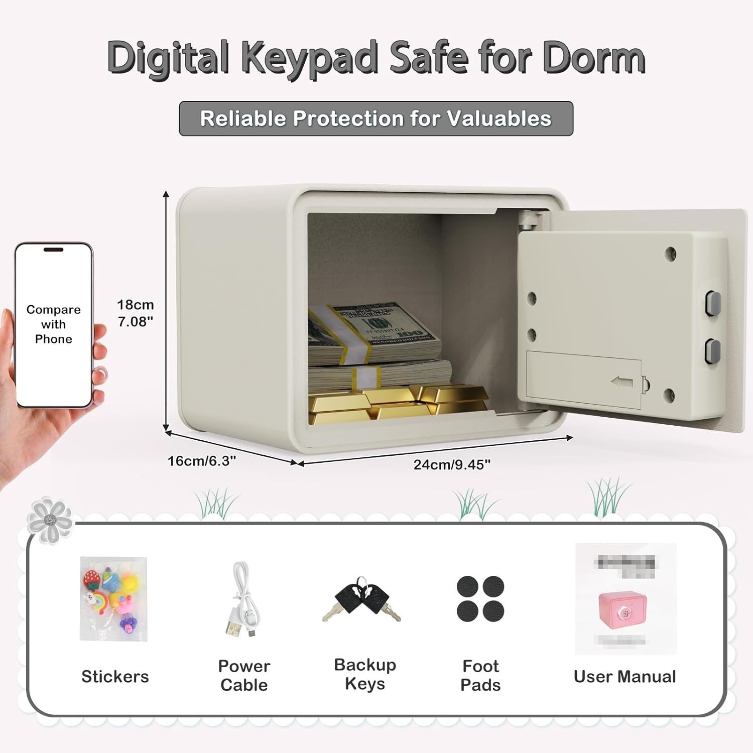 Kids Mini Safe Box Electronic Money Bank Keypad Lock Piggy Bank White