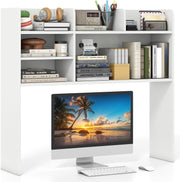 94cm White Desk Hutch – 3-Tier Desktop Bookshelf with Adjustable Shelves