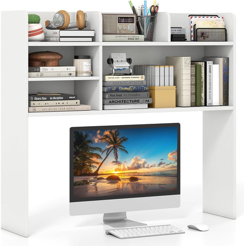 94cm White Desk Hutch – 3-Tier Desktop Bookshelf with Adjustable Shelves