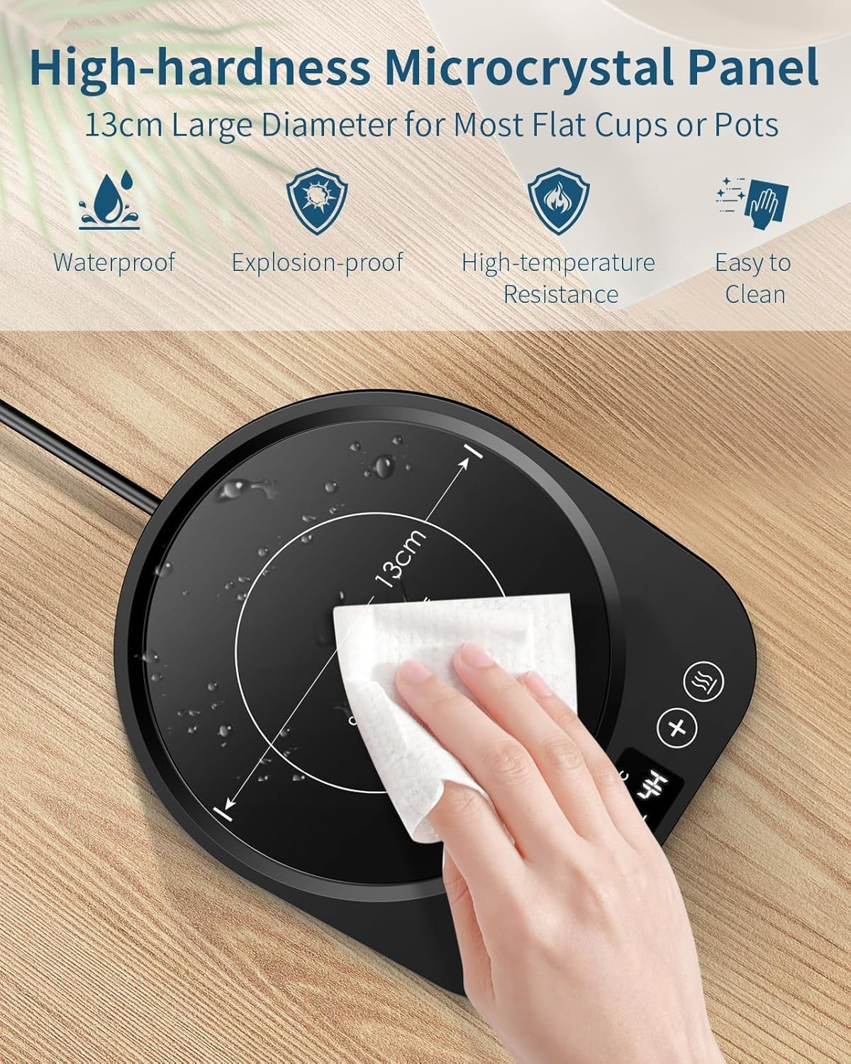 Smart Electric Mug Warmer – Adjustable Coffee & Tea Warmer, Black
