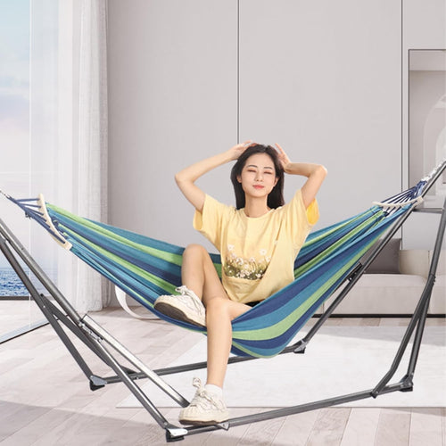 Double Hammock with Stand – Adjustable 2 Person Garden Swing Bed Indoor Outdoor