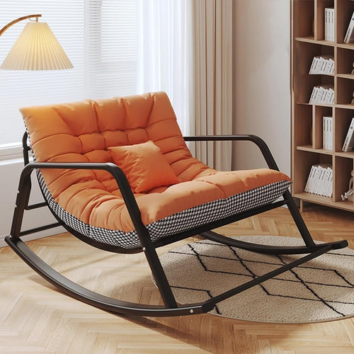 Outdoor Rocking Chair with Cushioned Seat, Sturdy Steel Frame & Ergonomic Design