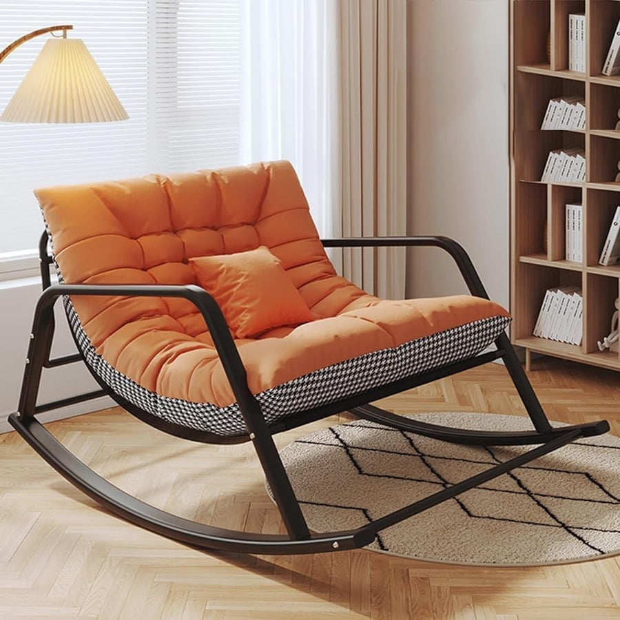 Outdoor Rocking Chair with Cushioned Seat, Sturdy Steel Frame & Ergonomic Design