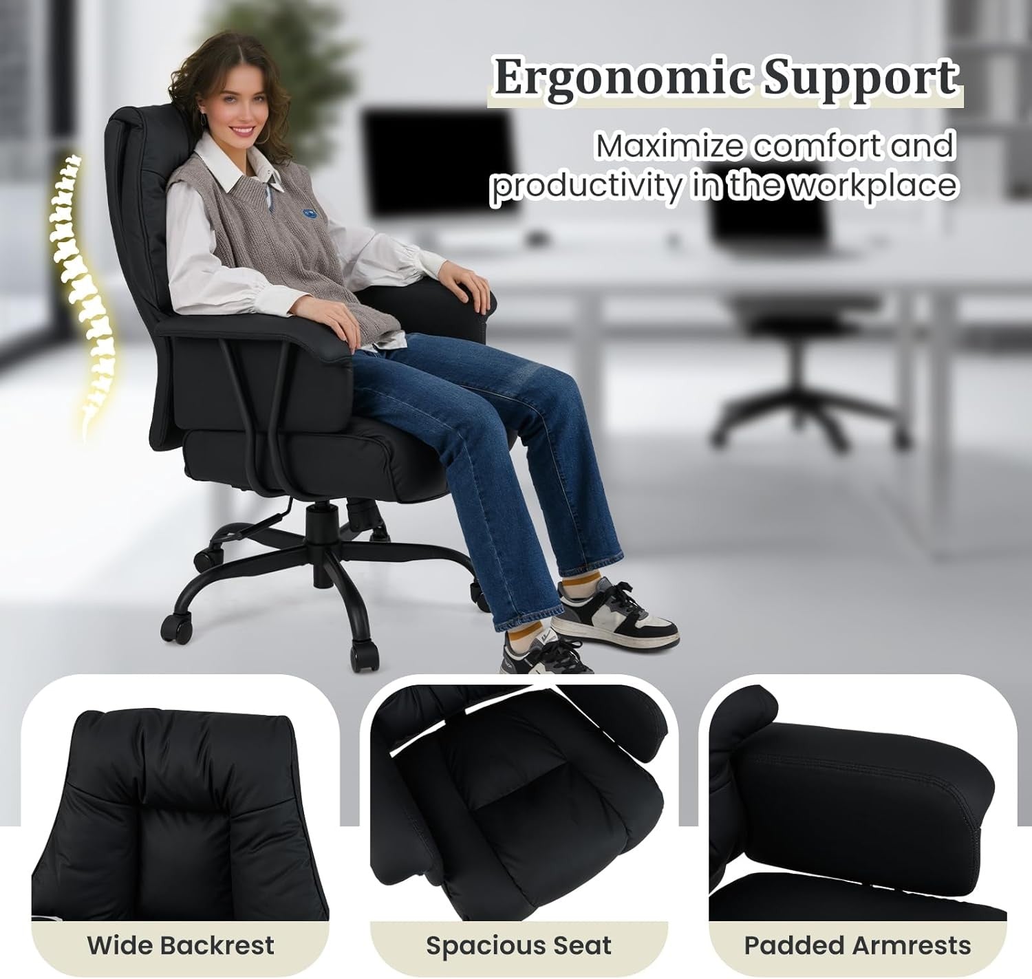 Executive Office Chair High Back PU Leather Swivel Tilt