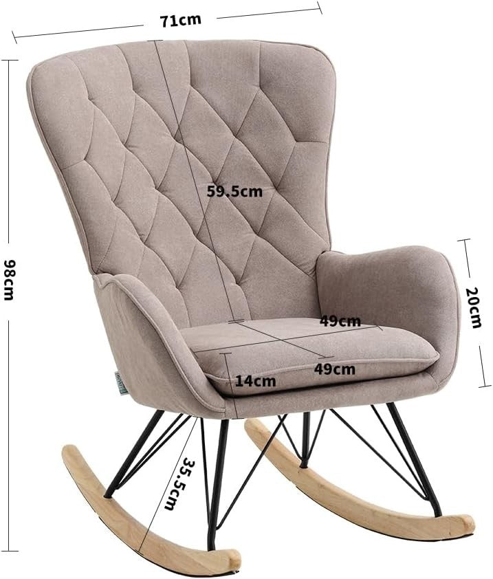 High Back Rocking Chair with Soft Cushion, Stylish Design & Easy Relaxation