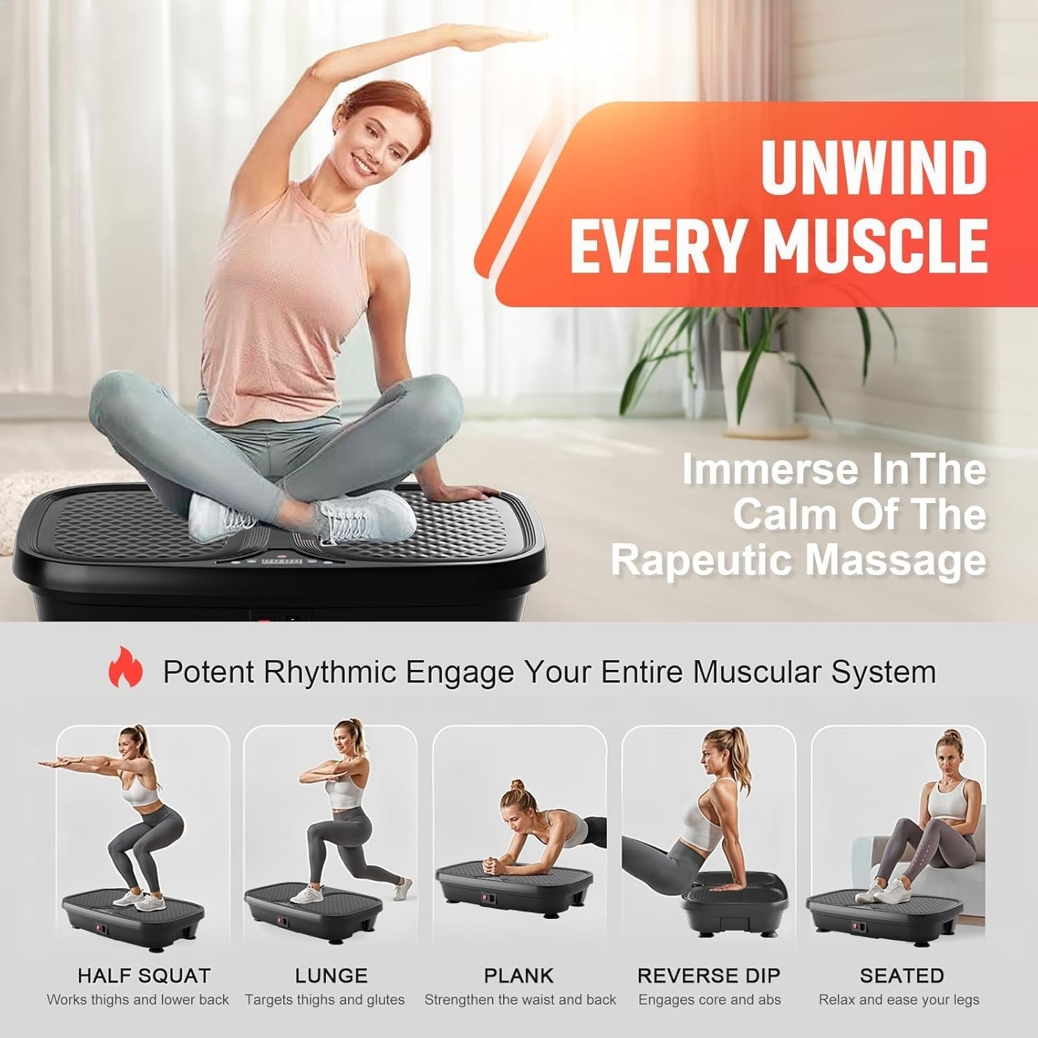 Vibration Plate Exercise Machine Full Body Cardio Weight Loss 300lb