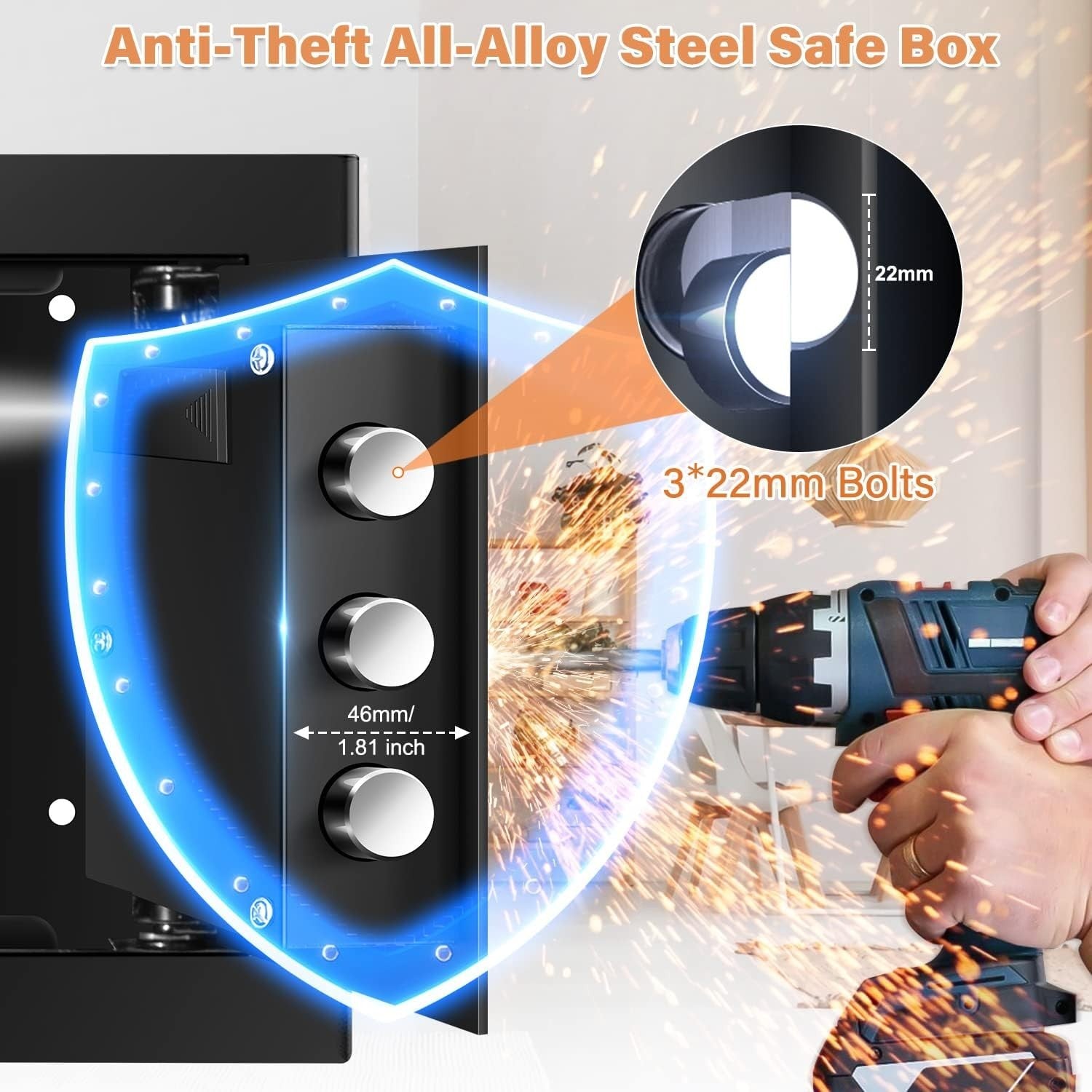 22L Digital Safe Box Alarm Silent Mode Cash Jewelry Security Lock
