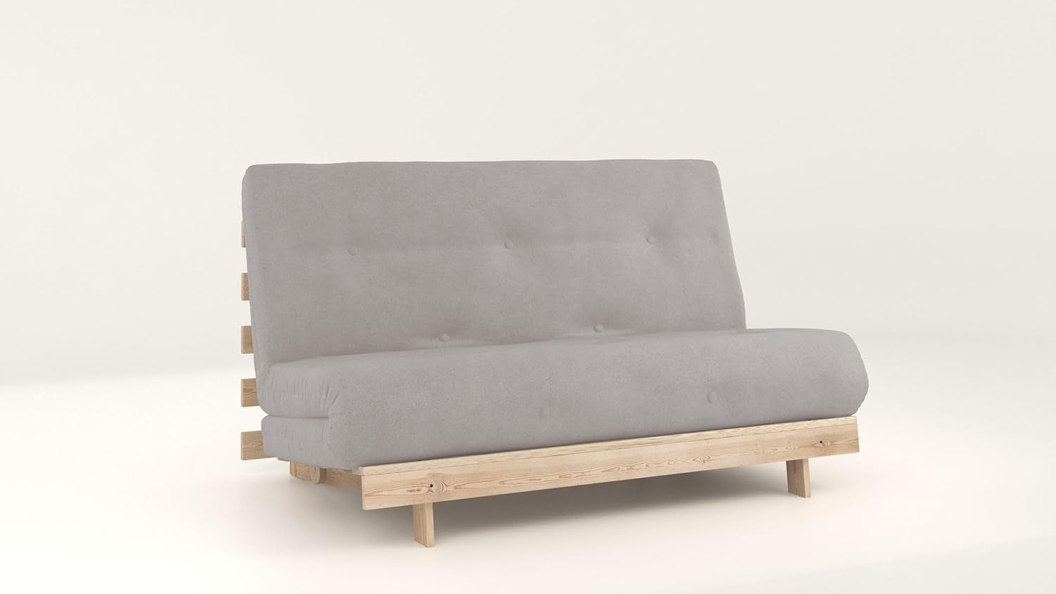 Double Futon Sofa Bed 137cm Harmony Grey Wool Mix with Wood Frame
