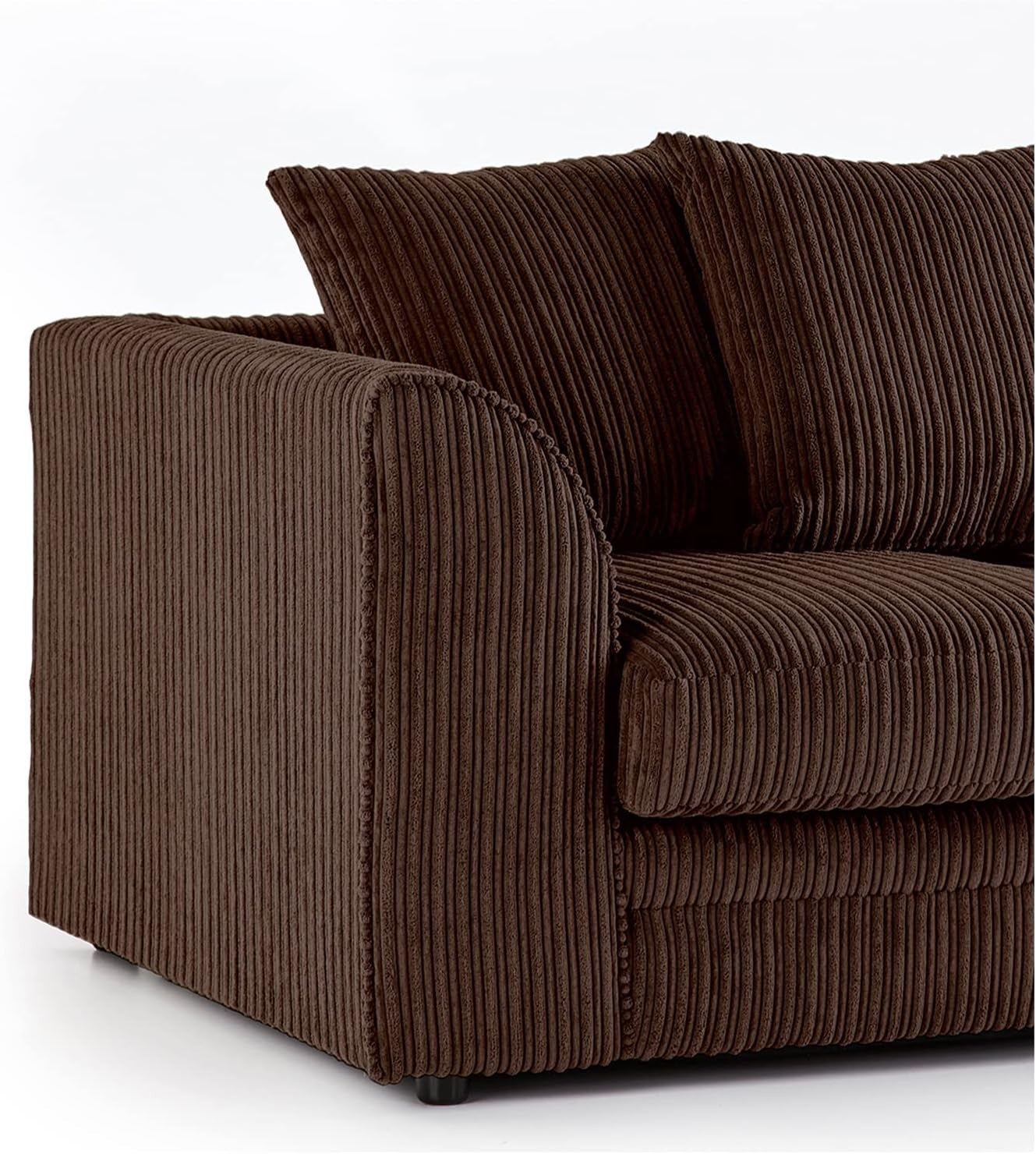 Chocolate Corner Sofa 3-4 Seater Cord Fabric | Memory Foam Comfort L-Shape