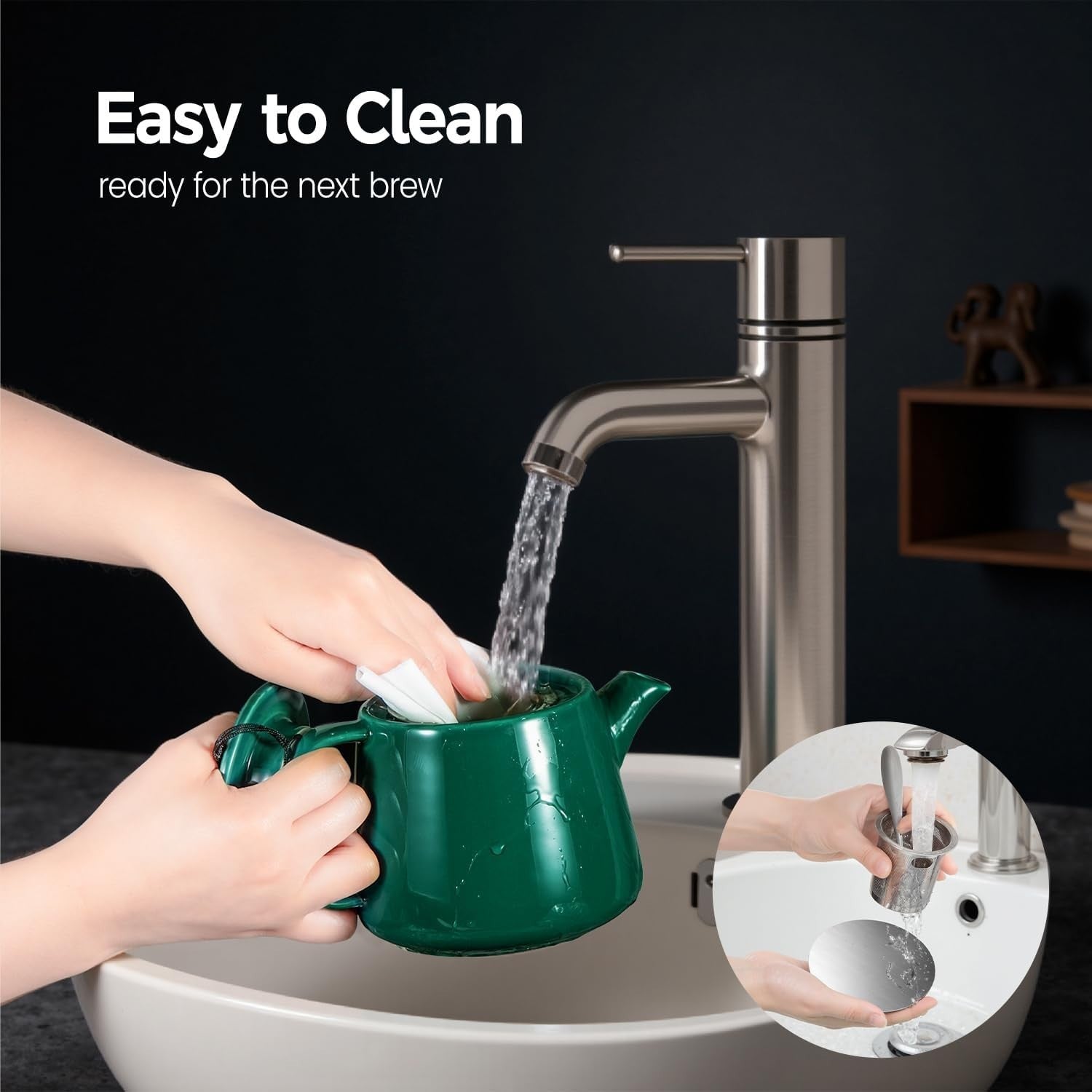 600ml Ceramic Teapot with Infuser Spoon & Coaster Loose Leaf Tea Pot