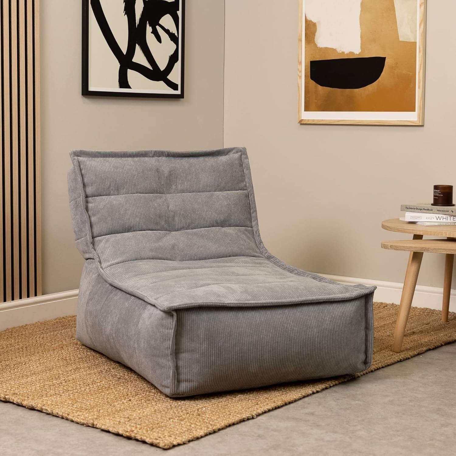 5pc Grey Cord Bean Bag Sofa Set | Large Lounge Chair Seating for Adults