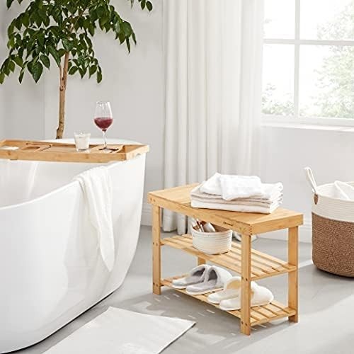 3-Tier Bamboo Shoe Bench Storage Rack 70cm Hallway Living Room Organizer
