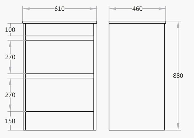 600mm White Gloss Floor Standing Vanity Unit with Basin Sink 2 Drawer Cabinet