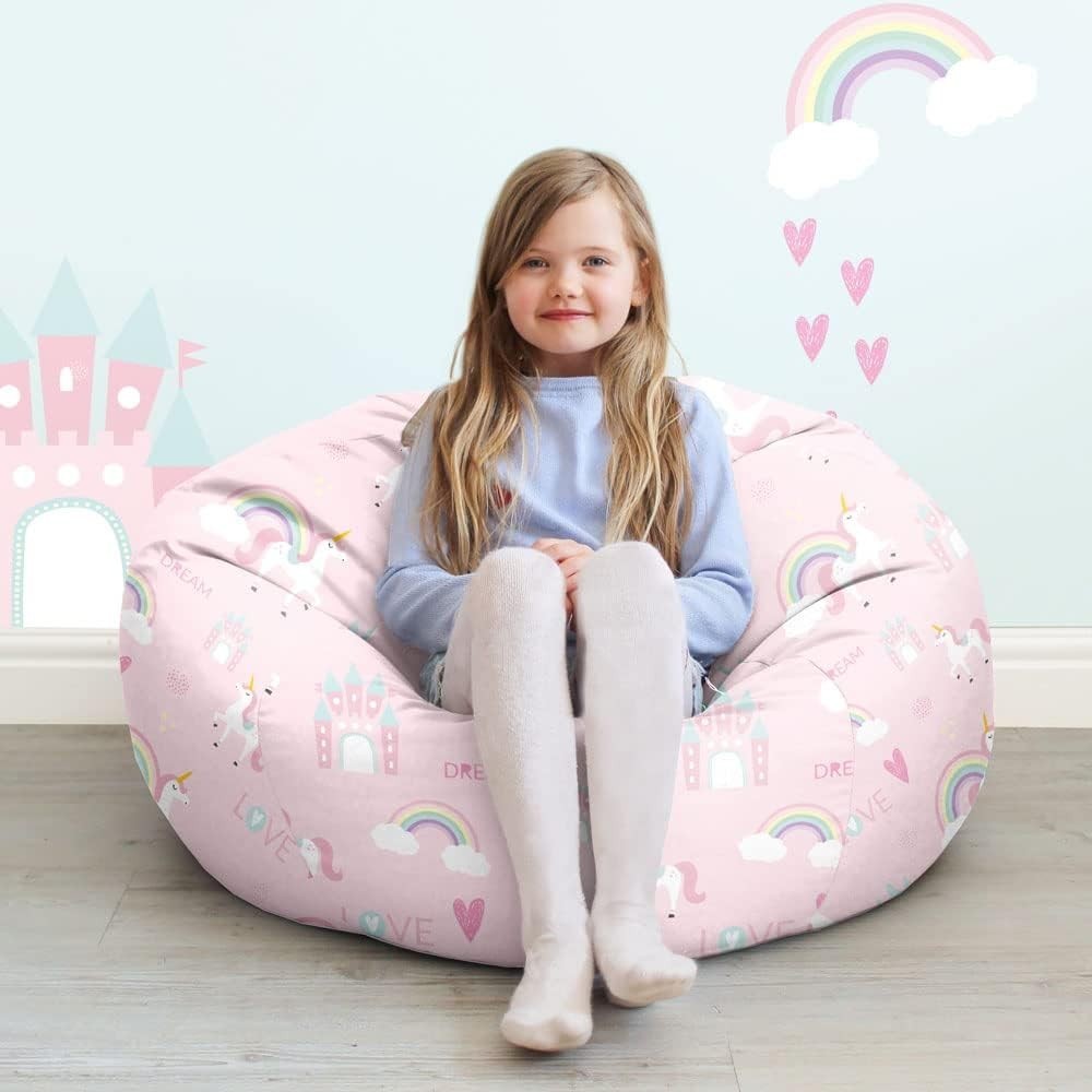 Unicorn Castle Baby Bean Bag Soft Durable Kids Chair for Playroom & Movies