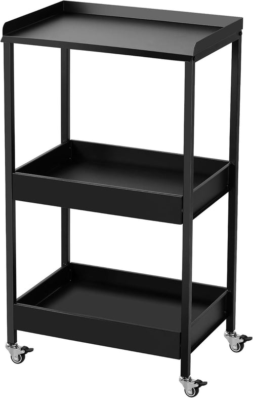 3 Tier Tattoo Trolley Rolling Salon Cart Storage Shelves with Locking Wheels