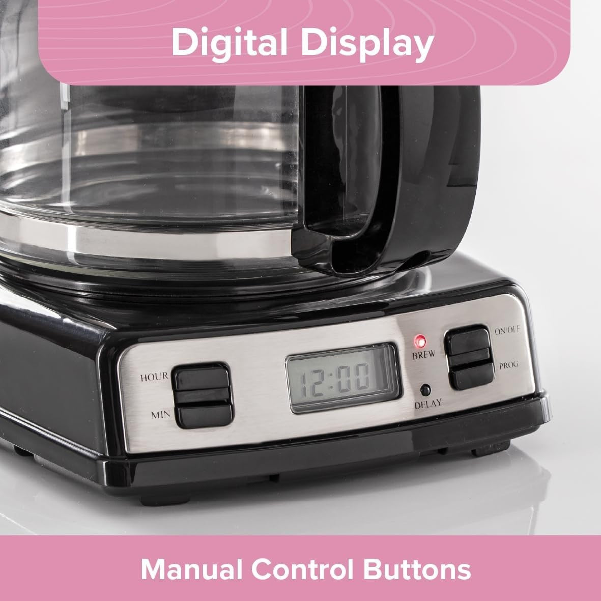 Digital Filter Coffee Machine 1.5L 12 Cup Timer Keep-Warm Anti-Drip 900W