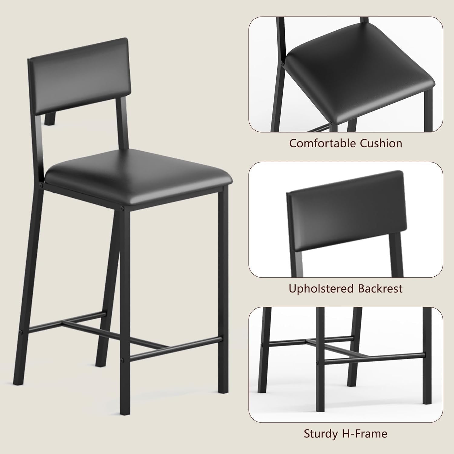 3-Piece Bar Table Set with Wine Racks and 2 Stools Metal Frame Dining Set