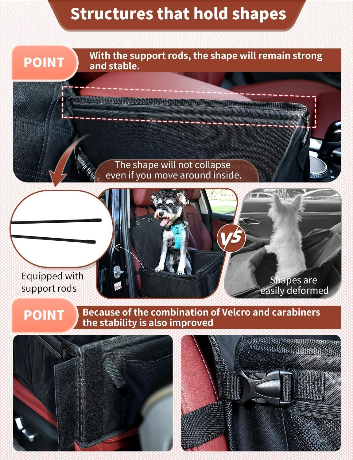 Waterproof Dog Booster Car Seat Non Slip Travel Bed 12kg Black