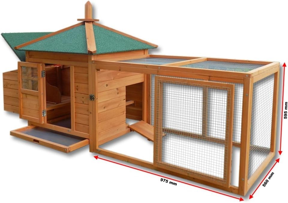 Large Chicken Coop Hen House Hutch with Run Nest Box