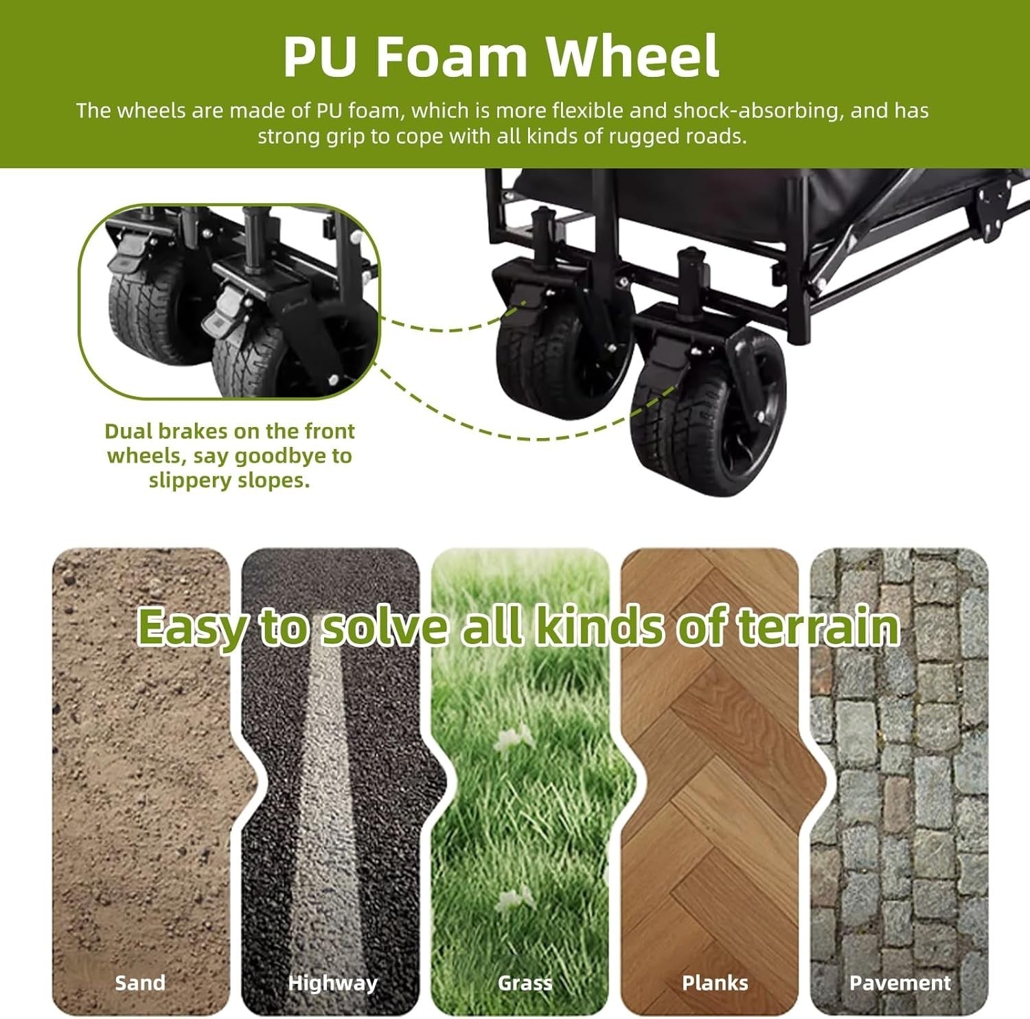 Heavy Duty Folding Festival Trolley Cart 180kg All-Terrain Wheels Adjustable