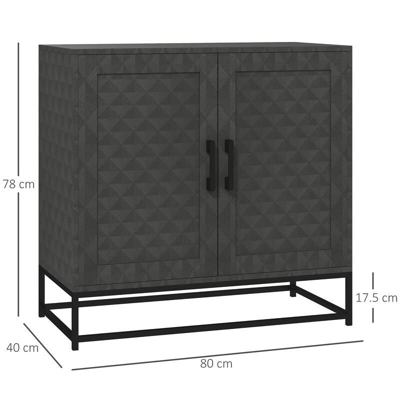 Modern Sideboard Cabinet 2 Door Storage Unit Steel Frame Adjustable