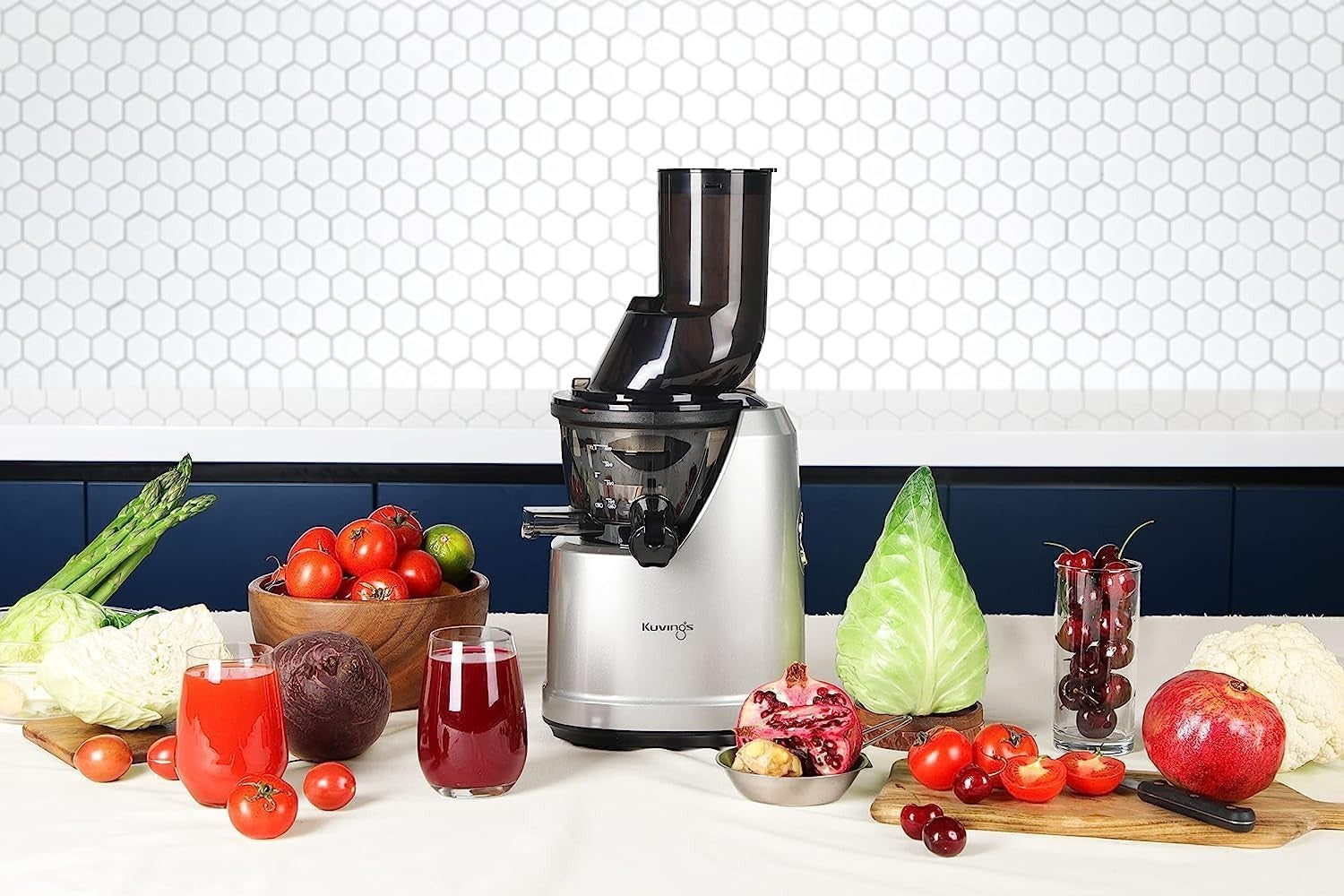 Cold Press Juicer 76mm Wide Feed Chute Whole Fruit Quiet Easy Clean