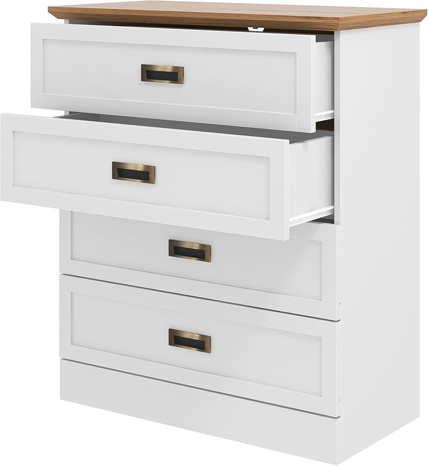 4 Drawer Chest White Oak Bedroom Storage Cabinet Modern Tall Unit