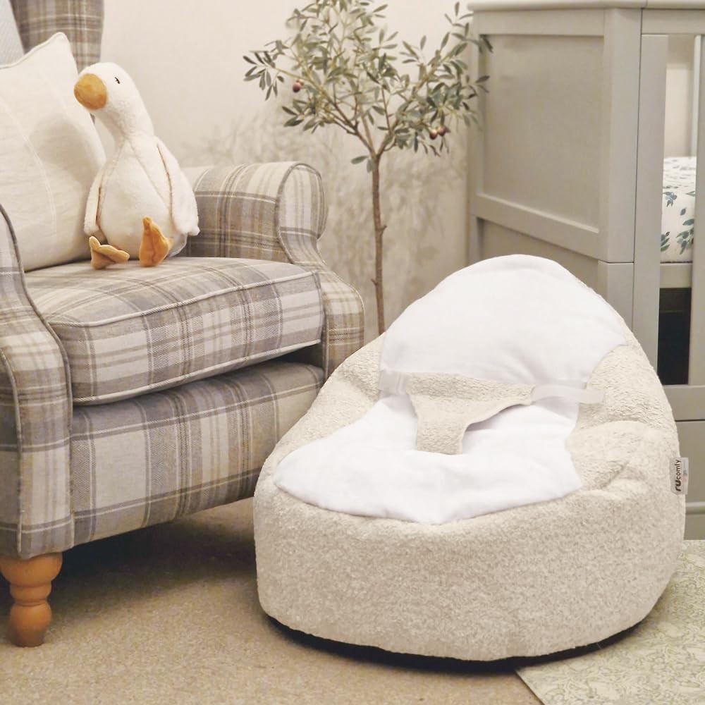Newborn Baby Beanbag Chair with Safety Harness Soft Ergonomic Lounger 0-6 Months