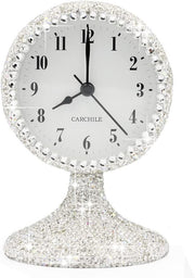 Luxury Rhinestone Alarm Clock Silent Quartz Crystal Desk Bedside Decor