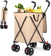 Heavy Duty 4 Wheel Shopping Trolley Foldable Steel Cart 120lb
