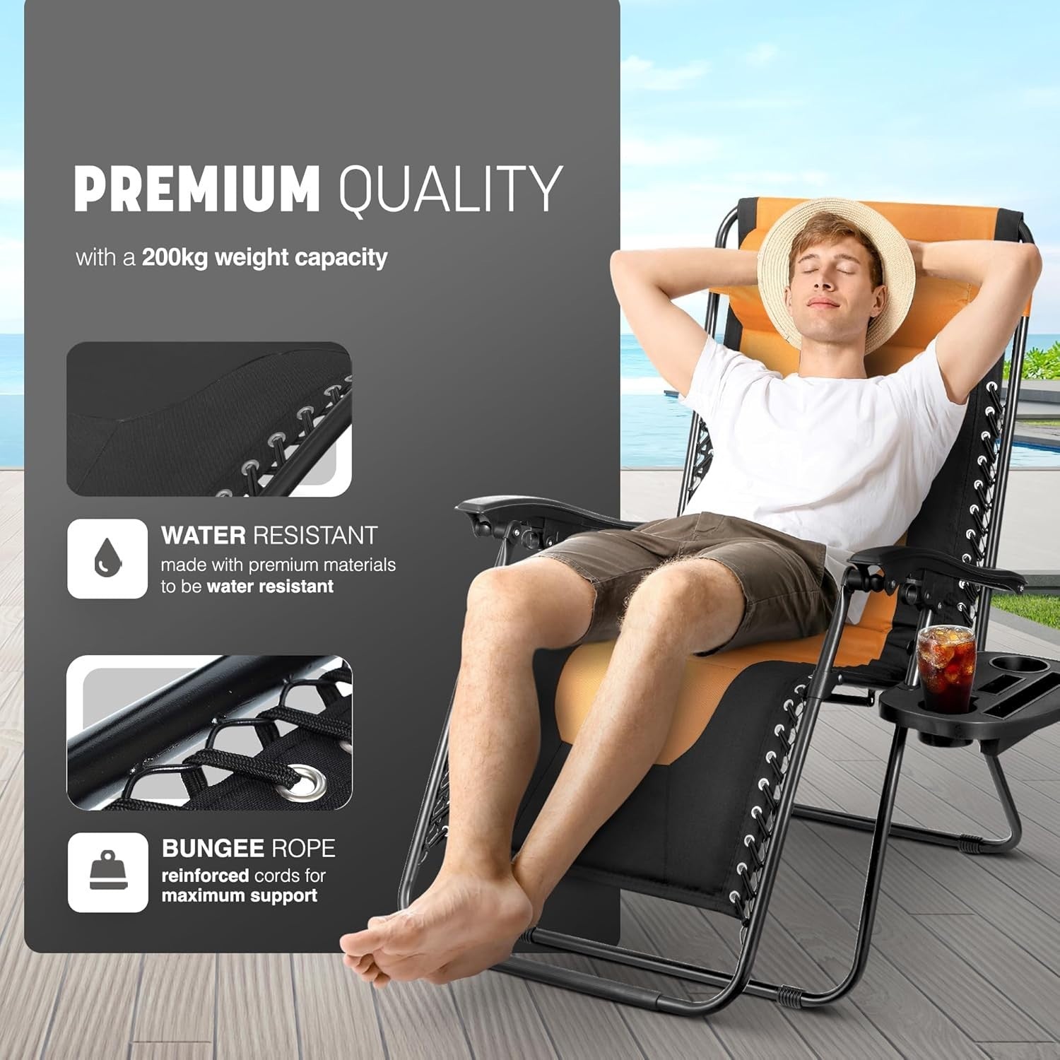 Heavy Duty Zero Gravity Chairs Set of 2 – Padded, Adjustable, Outdoor