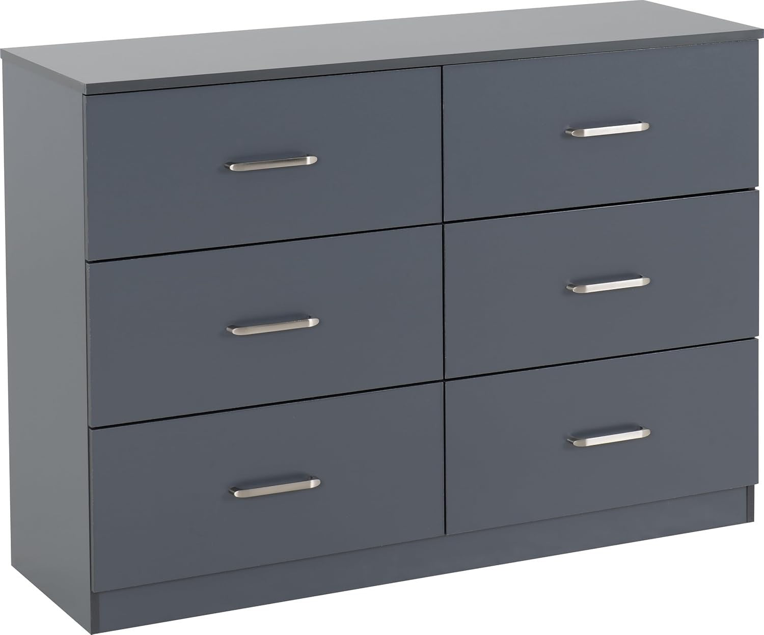 6 Drawer Chest Dark Grey Modern Bedroom Storage Unit Cabinet Drawers