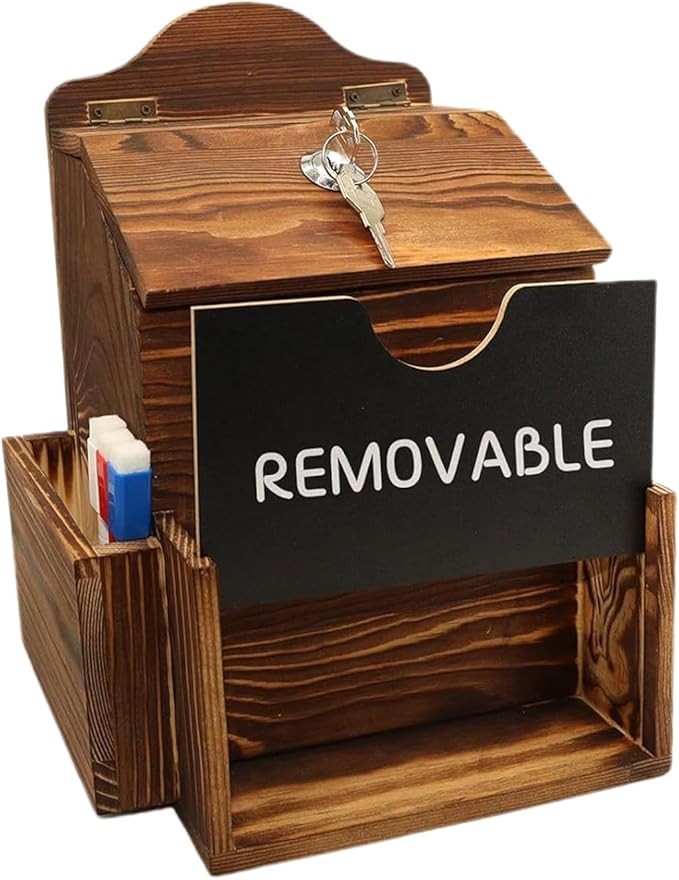 Lockable Wall Mounted Suggestion Box – Dual Slot, Secure Message Organizer, 27cm